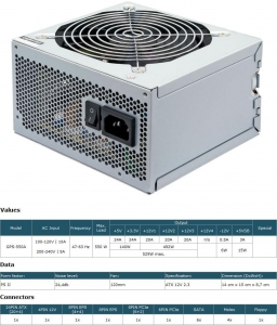 Блок питания Chieftec 550W, active PFC, v2.3/EPS, 120 mm fan (GPS-550A) OEM
