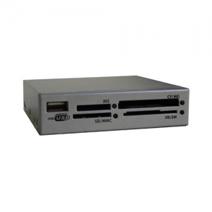 All-in-One Internal (SDHC class2,4,6) + port USB2.0, plastic, silver